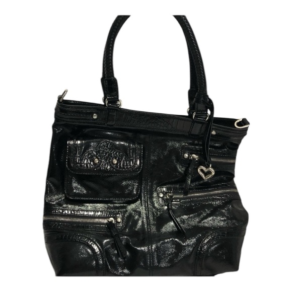 Brighton Handbags - Vintage Brighton Black Patent Leather Shoulder Hand Bag